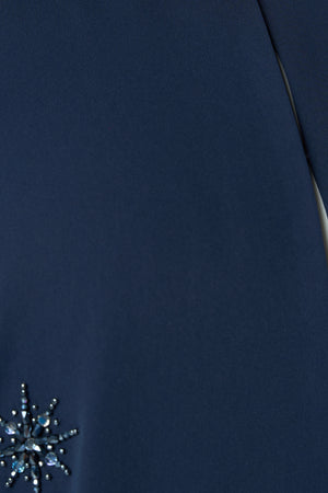 Blue Reya Crepe Abaya with Starburst Beadwork