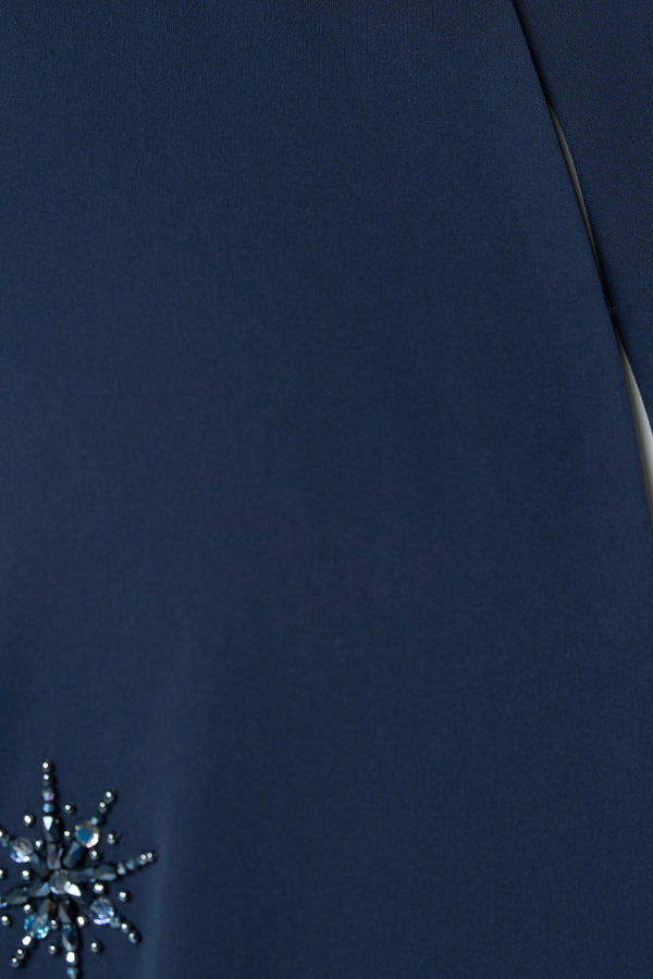 Blue Reya Crepe Abaya with Starburst Beadwork