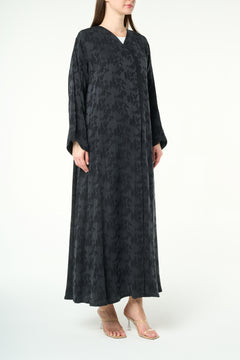 Black Felor Cupro Abaya with Minimal Design