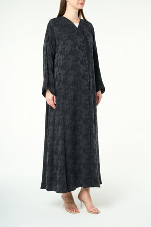 Black Felor Cupro Abaya with Minimal Design