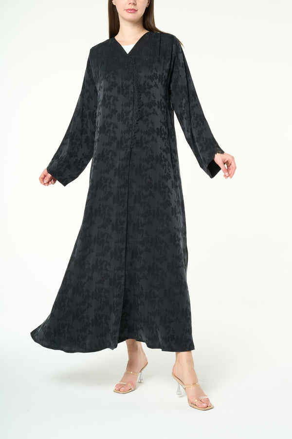 Black Felor Cupro Abaya with Minimal Design