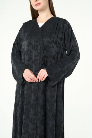 Black Felor Cupro Abaya with Minimal Design
