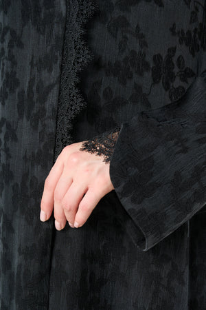 Black Felor Cupro Abaya with Minimal Design