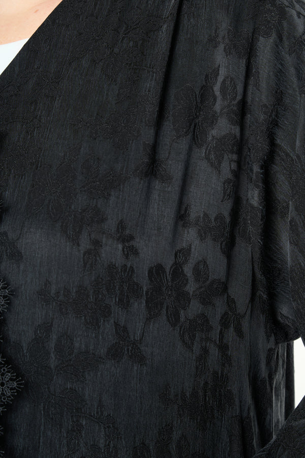 Black Felor Cupro Abaya with Minimal Design