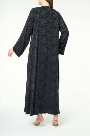 Black Felor Cupro Abaya with Minimal Design