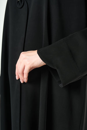 Black Reya Crepe Abaya with Decorative Bow Buttons