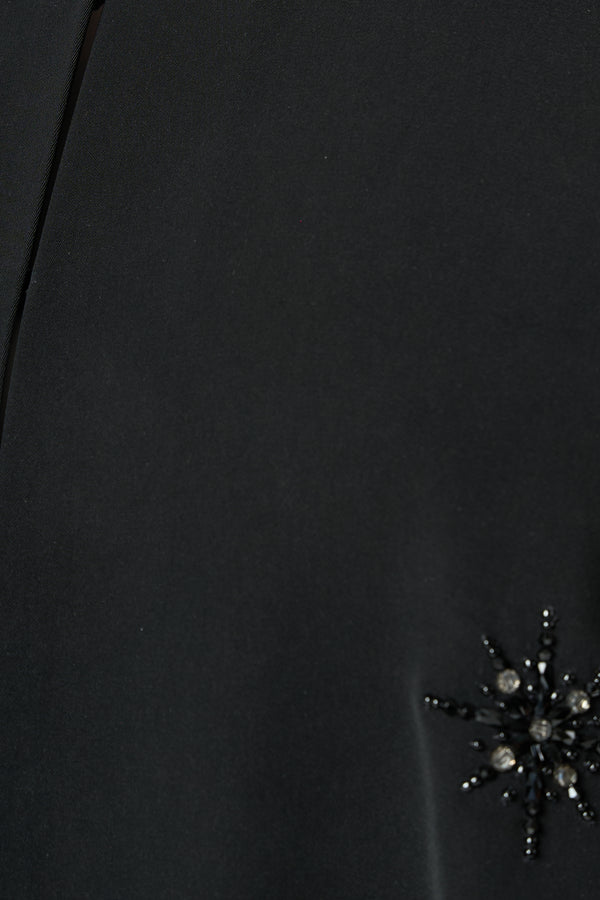Black Reya Crepe Abaya with Starburst Beadwork
