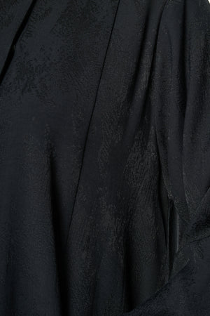 Black Fiona Jacquard Abaya with Beaded Tassel Accents