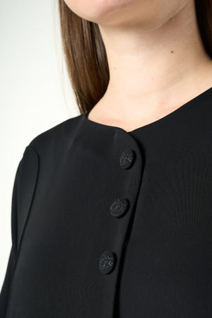 Black Layan Crepe Abaya with Mountain-Inspired Embroidery