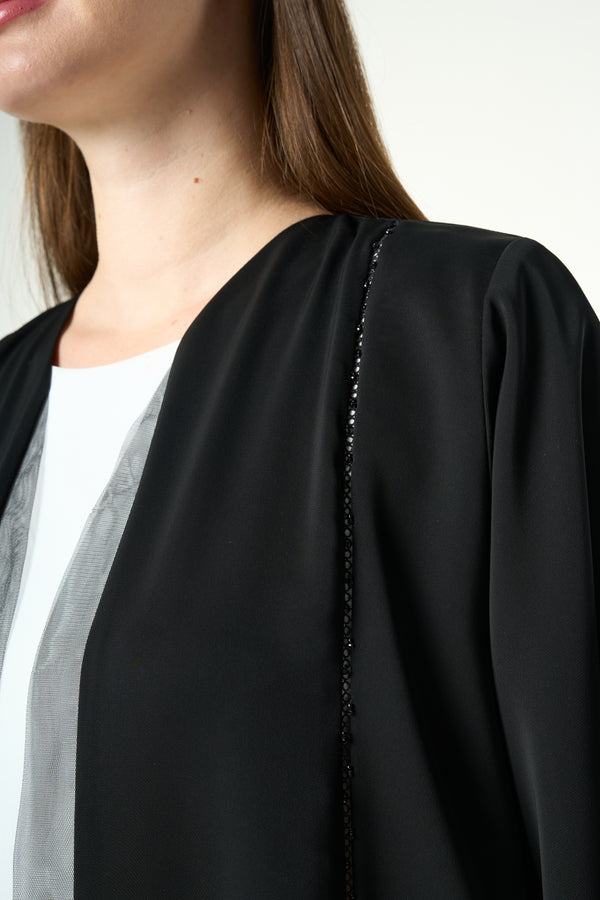 Black Royal Nada Abaya with Front Beadwork Detail