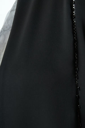 Black Royal Nada Custom Abaya, Front and Sleeve Beadwork
