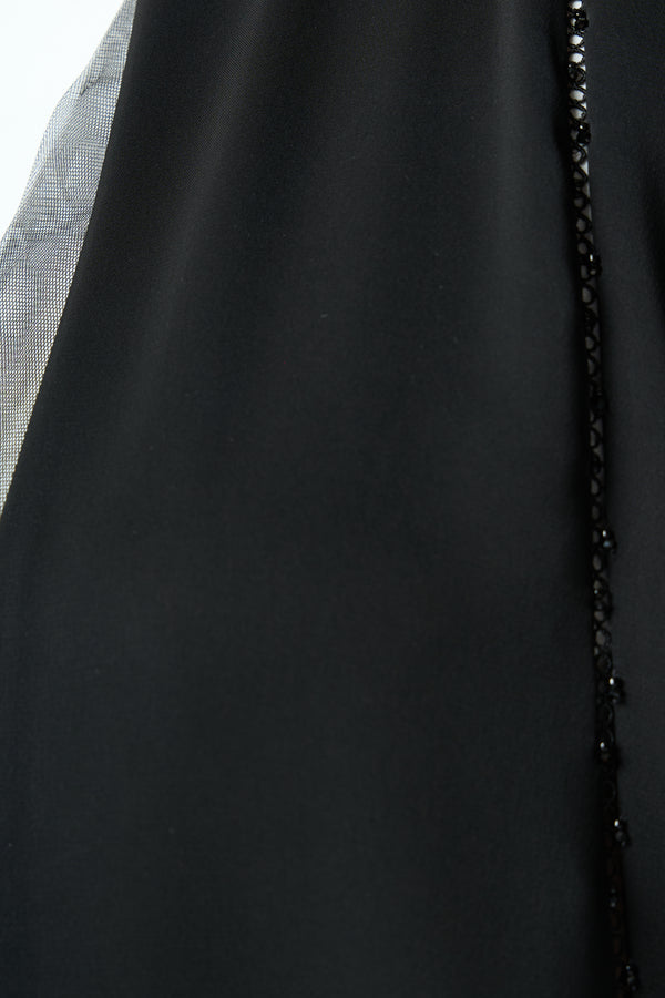 Black Royal Nada Custom Abaya, Front and Sleeve Beadwork
