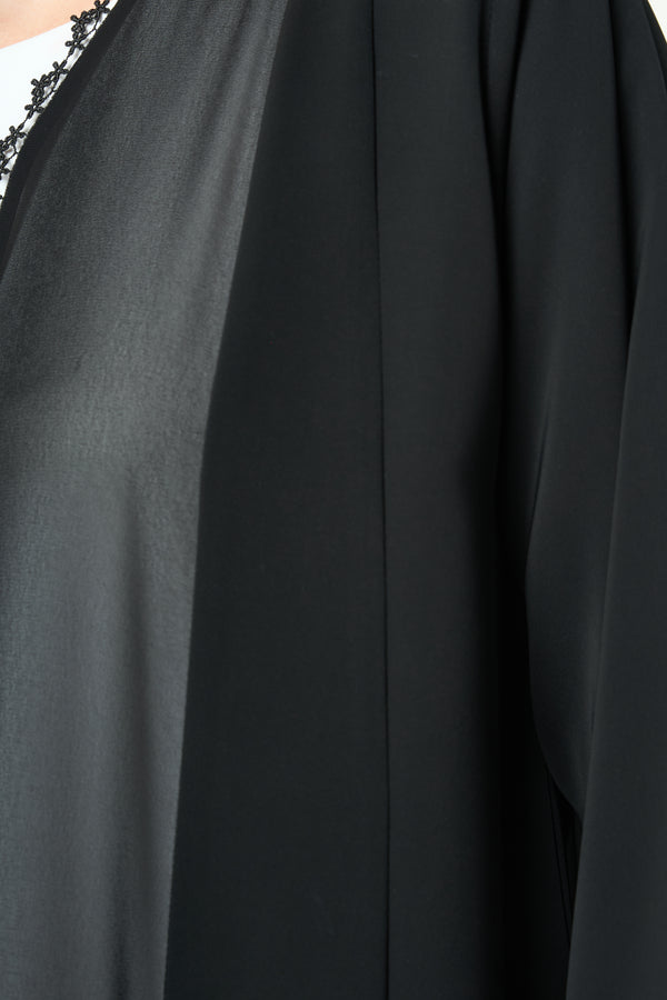 Black Royal Nada Abaya with Front Beadwork Detail