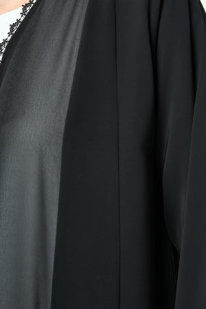 Black Royal Nada Custom Abaya, Side Beadwork Panels