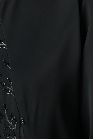 Black Royal Nada Abaya with Leaf Beadwork