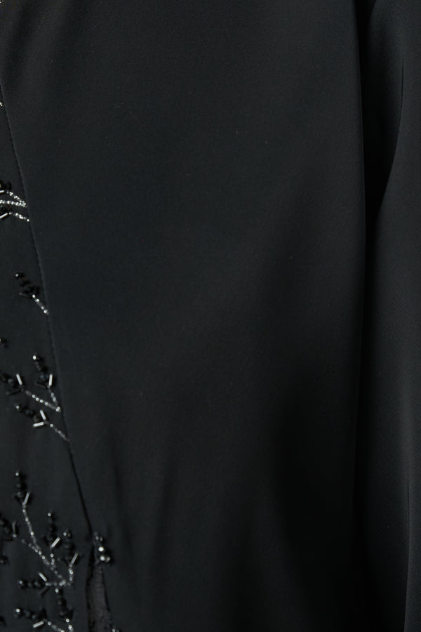 Black Royal Nada Abaya with Leaf Beadwork