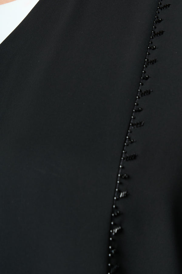 Black Royal Nada Abaya with Lace and Beadwork