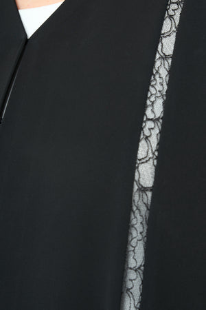 Black Royal Nada Abaya with Embellished Flow Lines