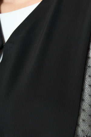 Black Royal Nada Abaya with Linear Beadwork