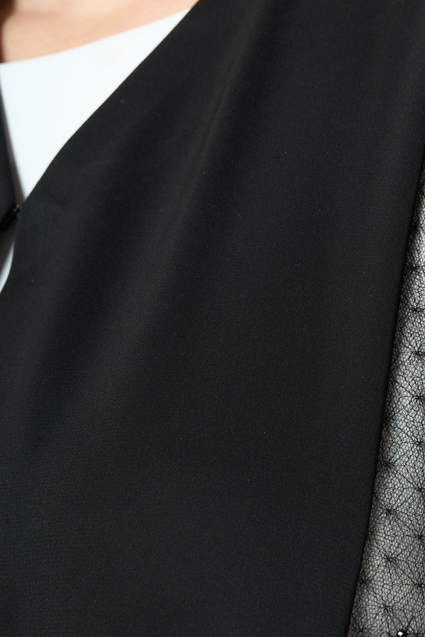Black Royal Nada Abaya with Linear Beadwork