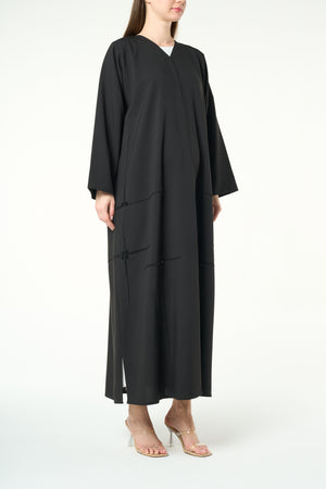 Black Kadi Custom Abaya with Cross Bead Embroidery