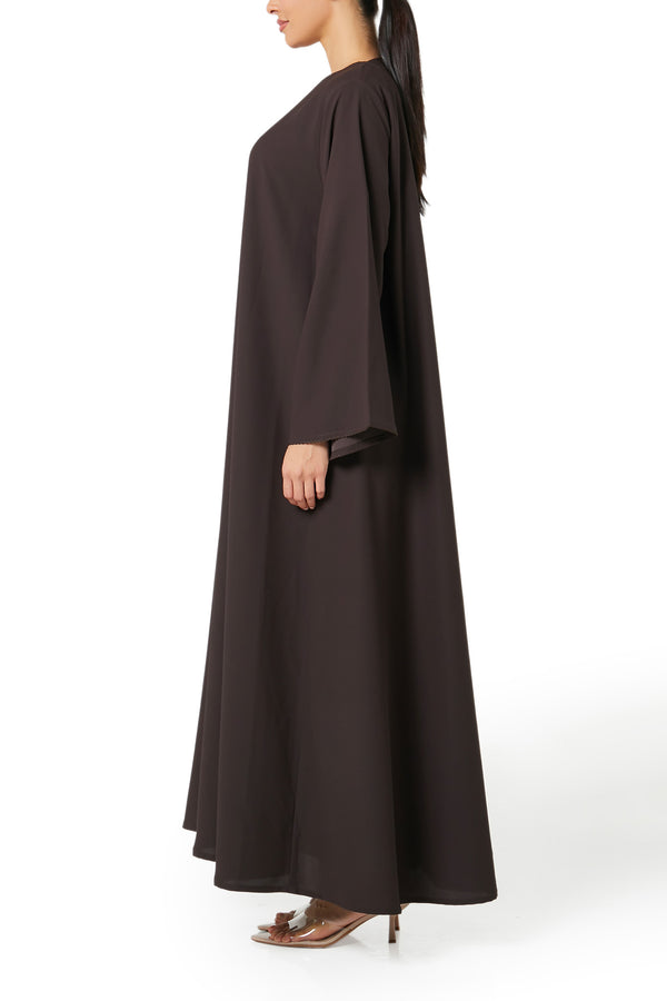 Brown Cool Crepe Abaya, Basic Design