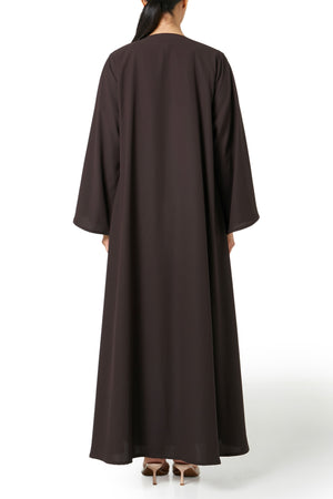 Brown Cool Crepe Abaya, Basic Design