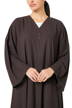 Brown Cool Crepe Abaya, Basic Design