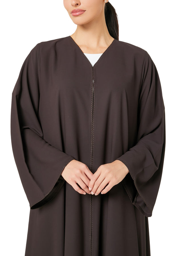 Brown Cool Crepe Abaya, Basic Design