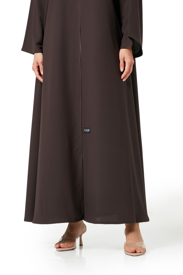 Brown Cool Crepe Abaya, Basic Design
