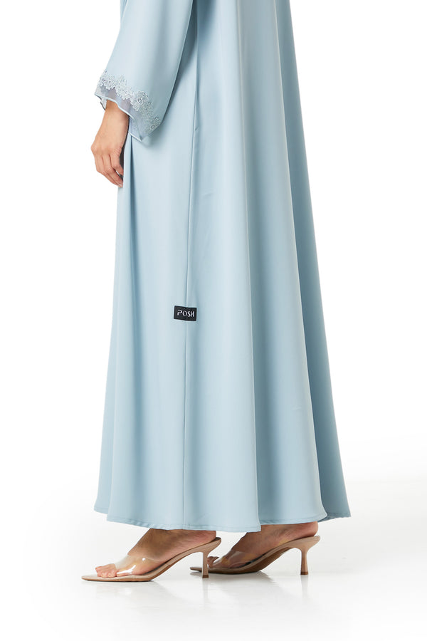 Green Atlas Crepe Abaya, Lace Detail