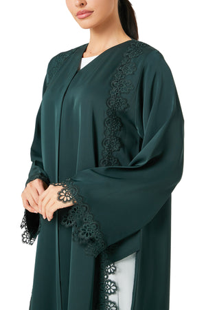 Green Reem Nada Abaya, Lace Detail