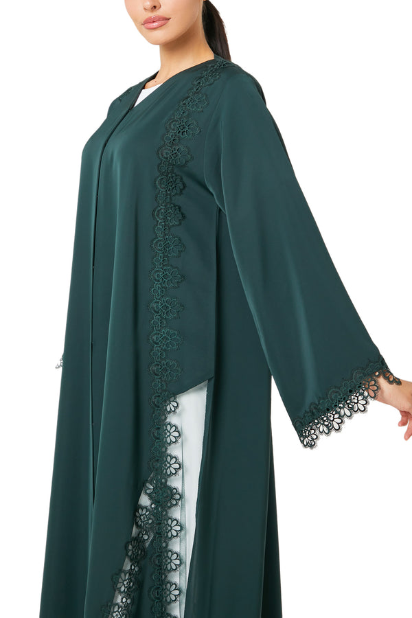 Green Reem Nada Abaya, Lace Detail