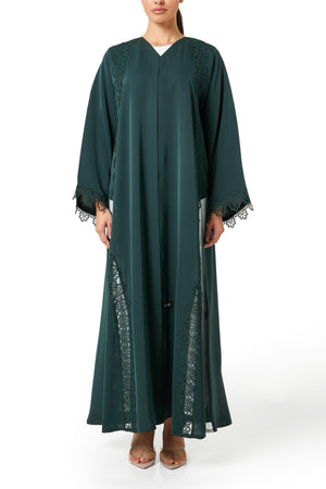 Green Reem Nada Abaya, Lace Detail