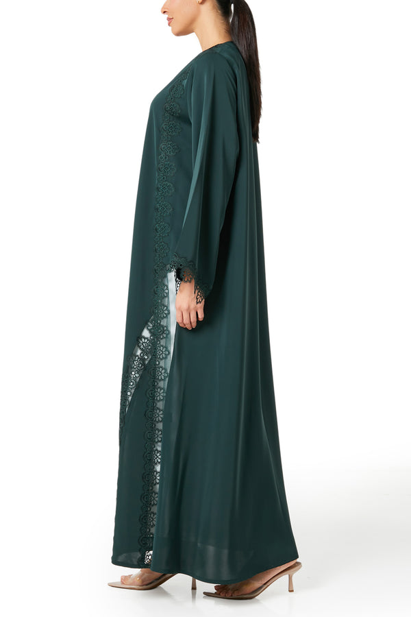 Green Reem Nada Abaya, Lace Detail