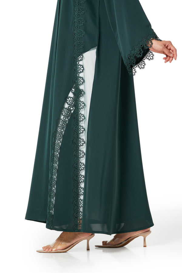 Green Reem Nada Abaya, Lace Detail