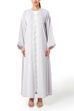 Beige Alya Nada Abaya, Lace Detail