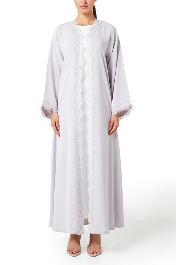 Beige Alya Nada Abaya, Lace Detail