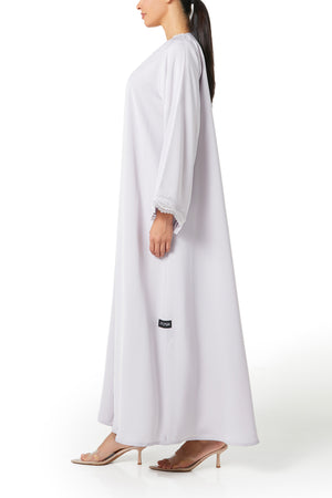 Beige Alya Nada Abaya, Lace Detail