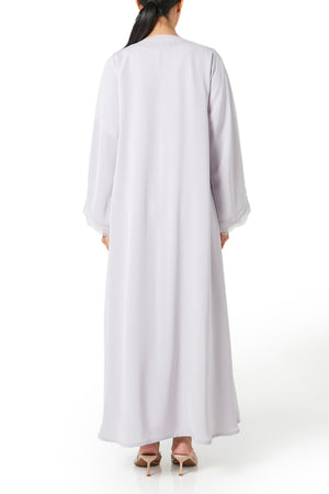Beige Alya Nada Abaya, Lace Detail
