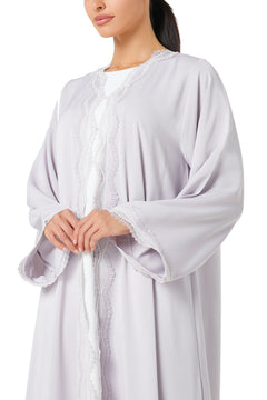 Beige Alya Nada Abaya, Lace Detail