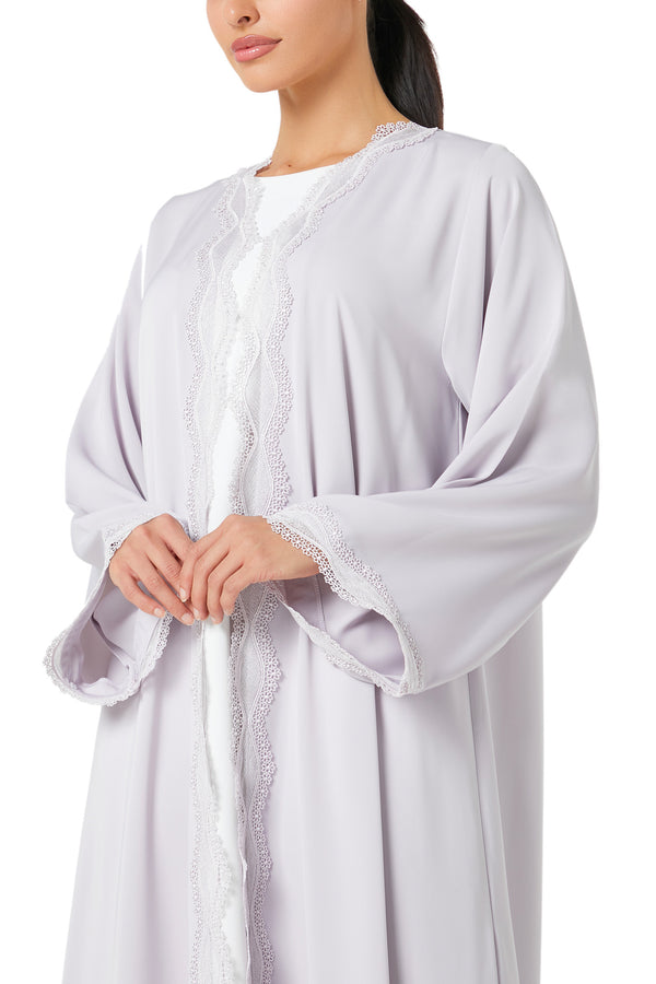 Beige Alya Nada Abaya, Lace Detail