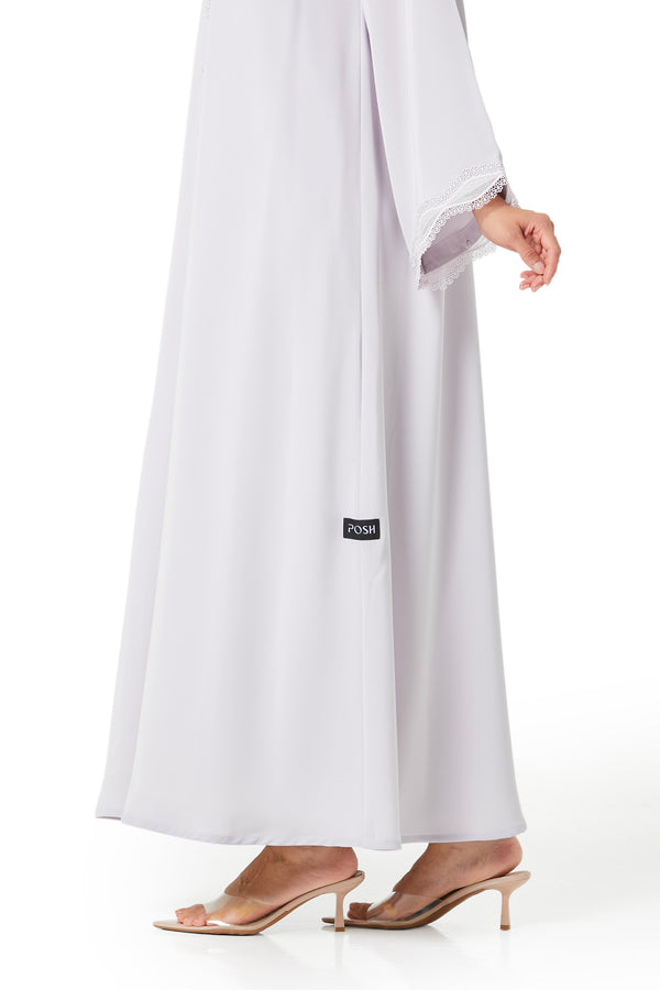 Beige Alya Nada Abaya, Lace Detail