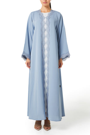 Blue Reem Nada Abaya, Lace Detail