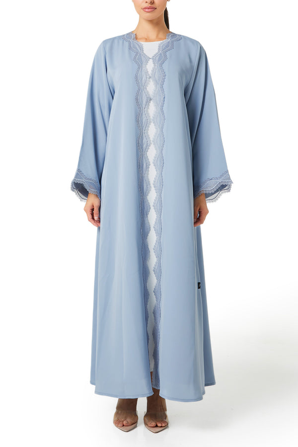 Blue Reem Nada Abaya, Lace Detail