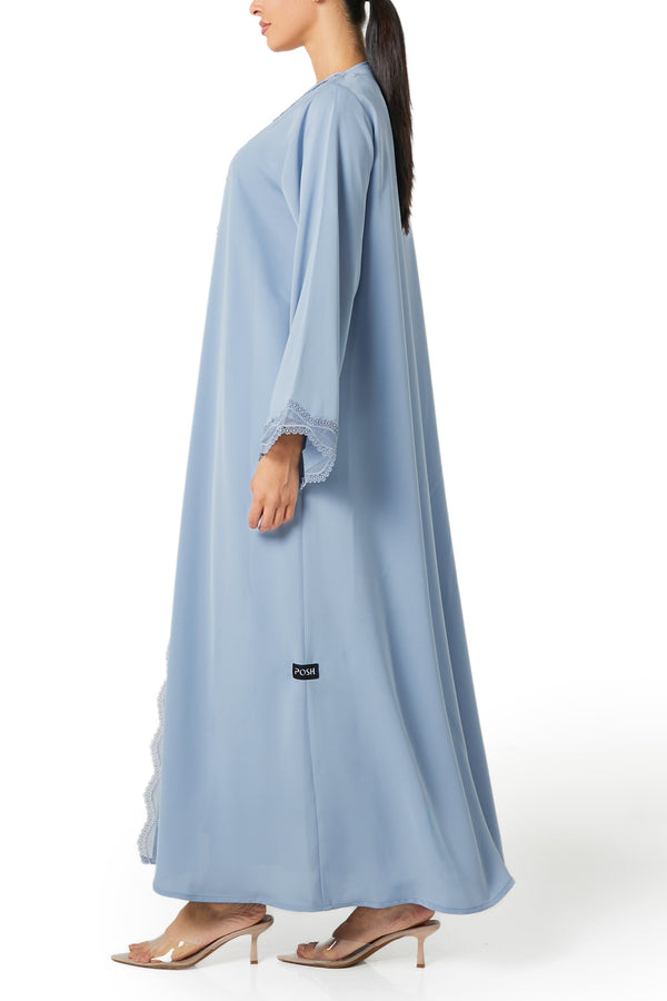 Blue Reem Nada Abaya, Lace Detail