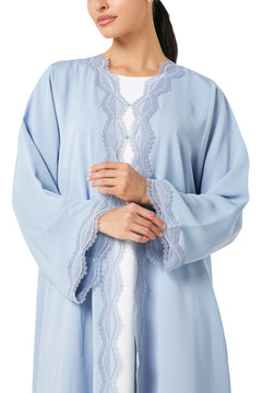 Blue Alya Nada Abaya, Lace Detail