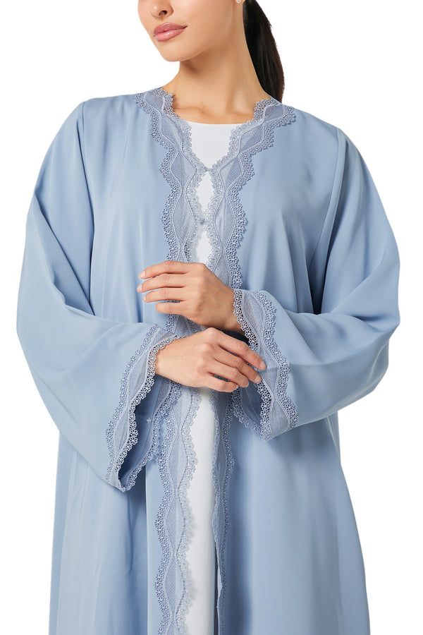 Blue Reem Nada Abaya, Lace Detail