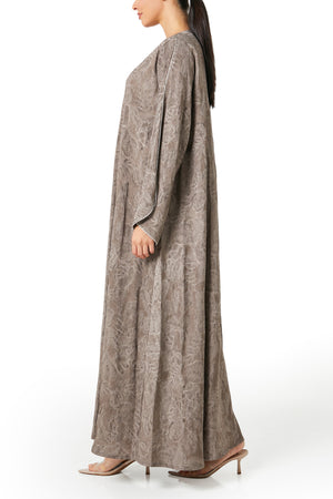 Brown Sand Viscose Abaya, Plain Design