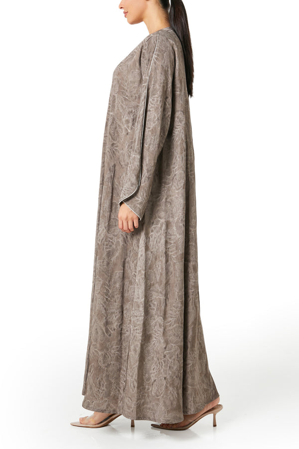 Brown Sand Viscose Abaya, Plain Design